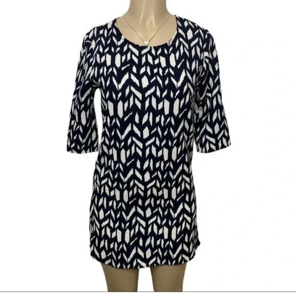 Everly Abstract Chevron Mini Dress Blue Small
